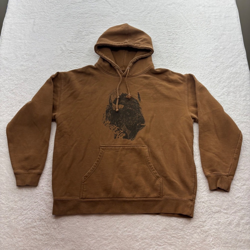 MeatEater Mens Bison Graphic Hoodie Brown XL Cotton Blend Pullover Sweatshirt